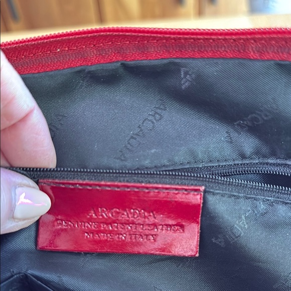 Arcadia Red Patent Leather Satchel with Glossy Finish - Picture 2 of 16